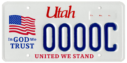 Utah License Plate